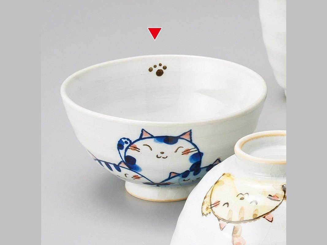Neko-Zukushi Blue Cat Rice Bowl 12D