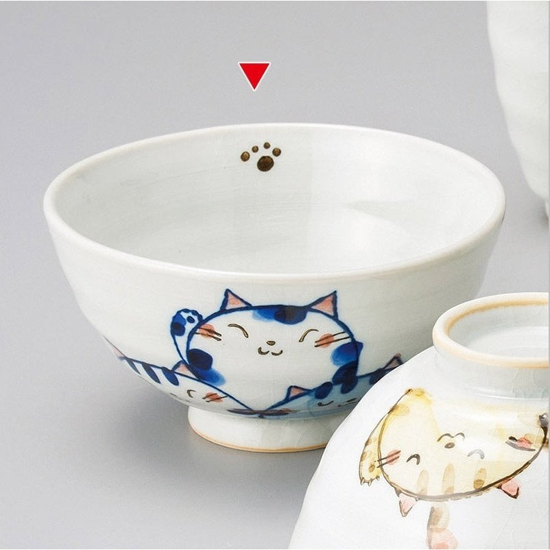 Neko-Zukushi Blue Cat Rice Bowl 12D