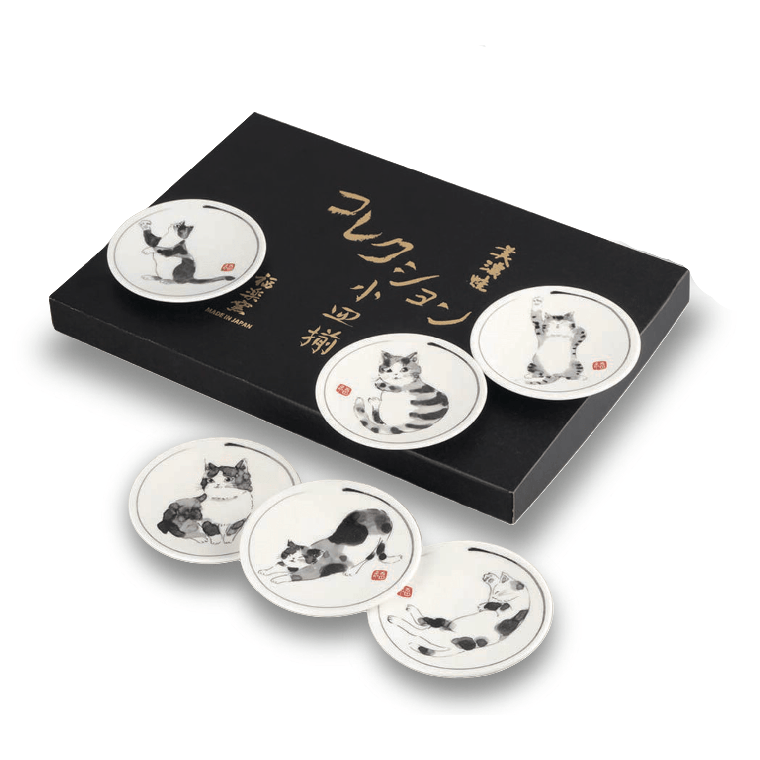 Neko-e Cat Kozara 5P Plate Set