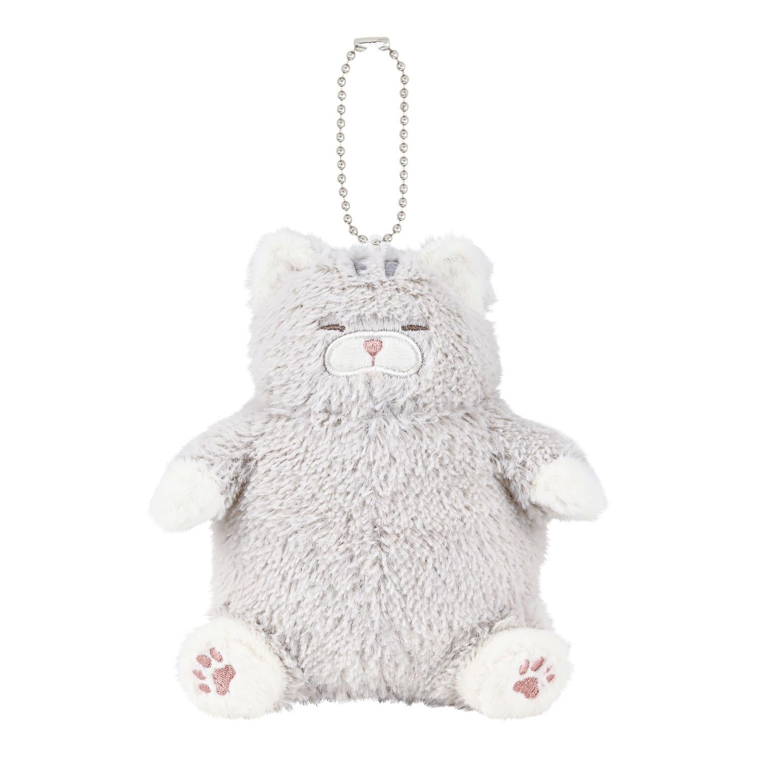 Nemunemu Positivity Hug Cat Keychain - Silver Tabby Saba