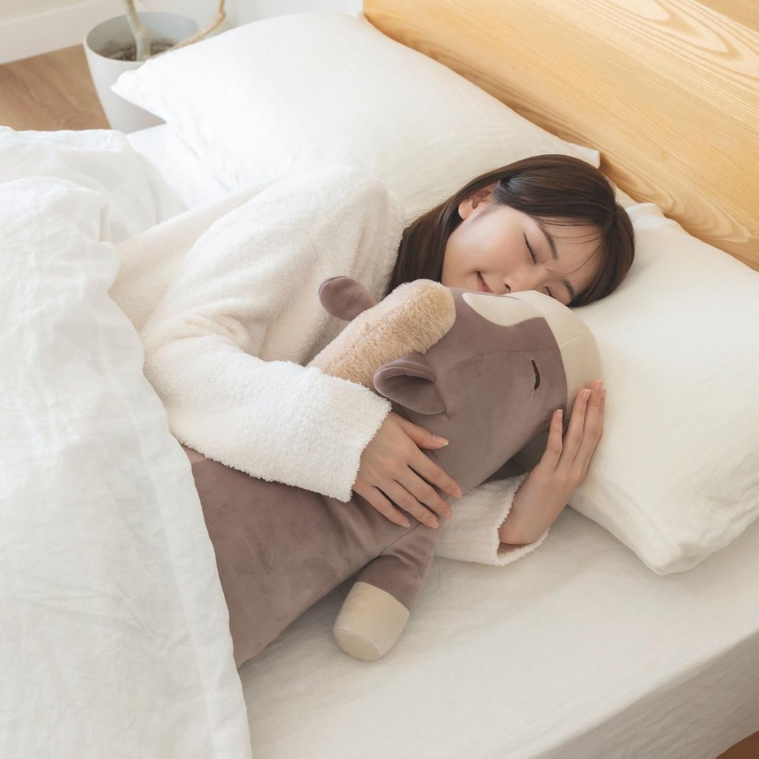 Nemunemu Premium Hug Pillow Greige Horse Holly