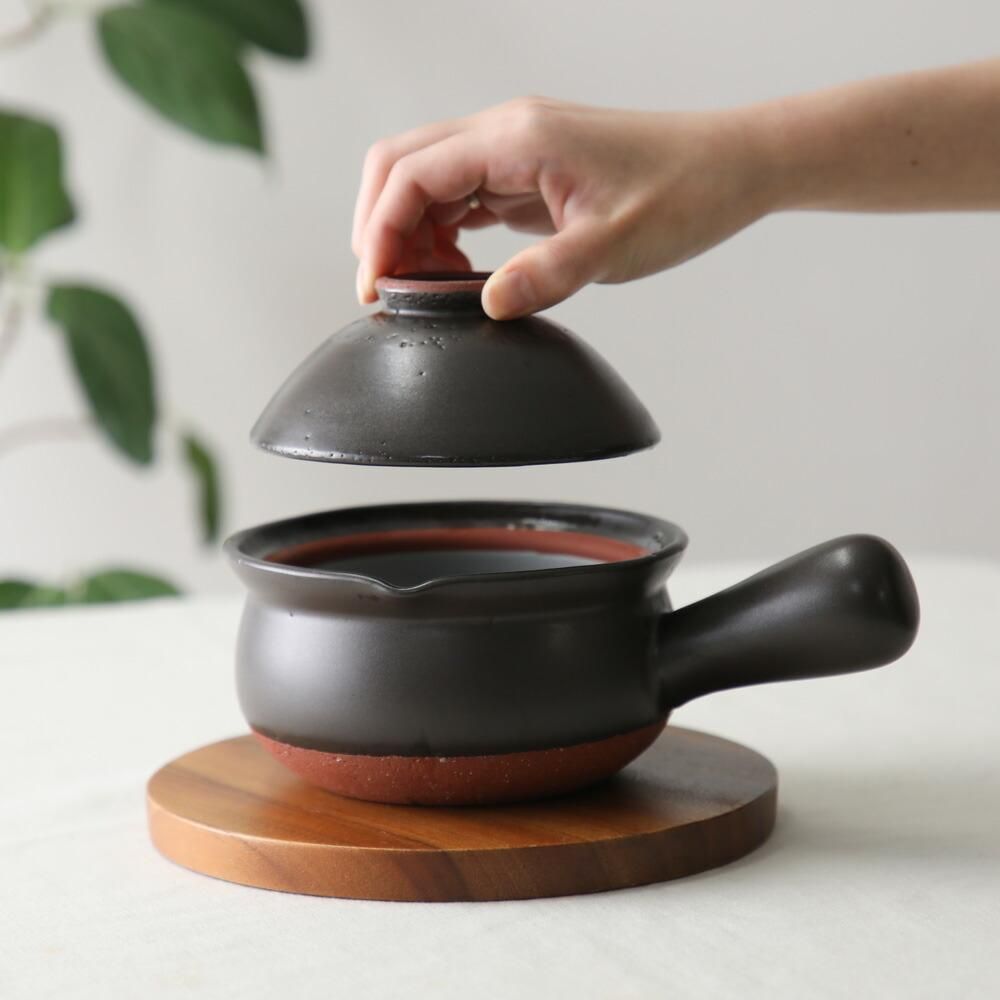 Nichijosahanki Matte Black Donabe Yukihira Pot with Rice Bowl Lid