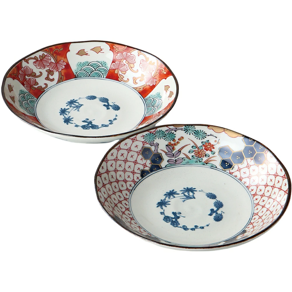 Nishiki-Imari Deep Plate Pair Set