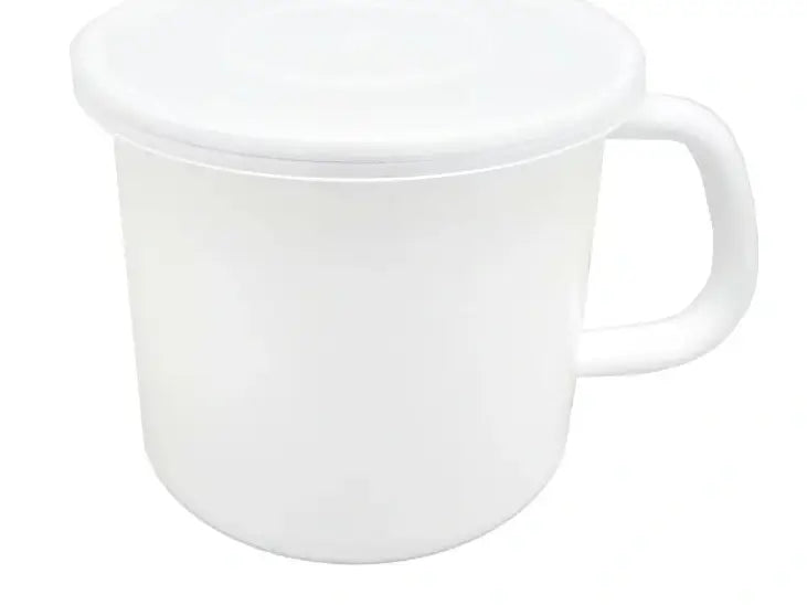 Noda Horo White Enamel Storage Container with Handle 1.0L