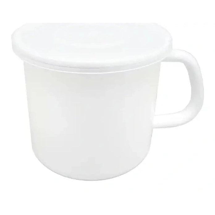 Noda Horo White Enamel Storage Container with Handle 1.0L