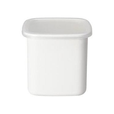 Noda Horo White Series Square Enamel Stocker - Plastic Lid L 1.2L