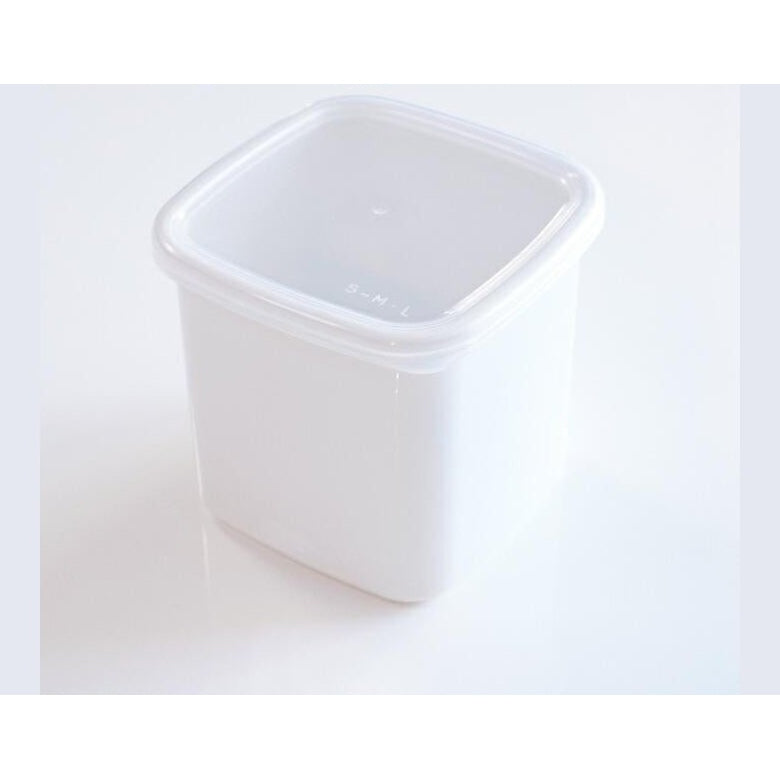 Noda Horo White Series Square Enamel Stocker - Plastic Lid L 1.2L