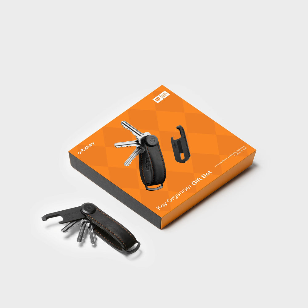Orbitkey Crazy Horse Leather + Multi-Tool V2 Gift Set - Black