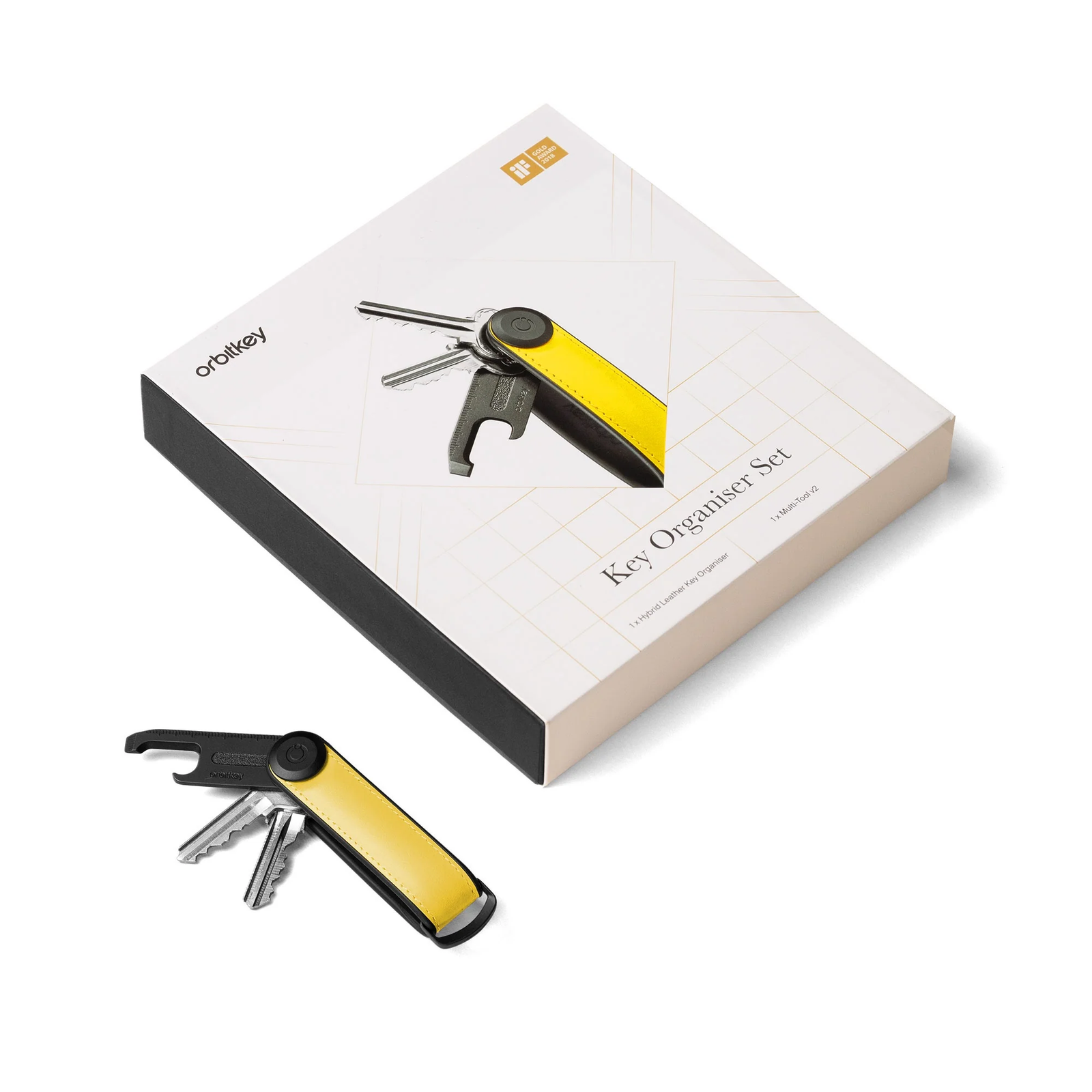 Orbitkey Hybrid Leather + Multitool V2 Gift Set - Solar Yellow