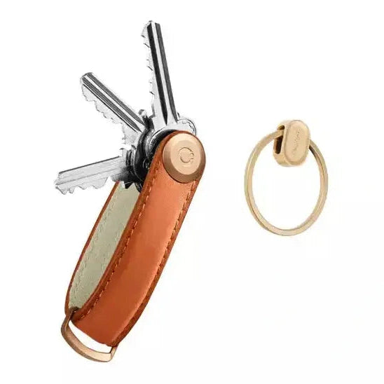 Orbitkey Leather Key Organiser + Ring V2 - Cognac / Tan