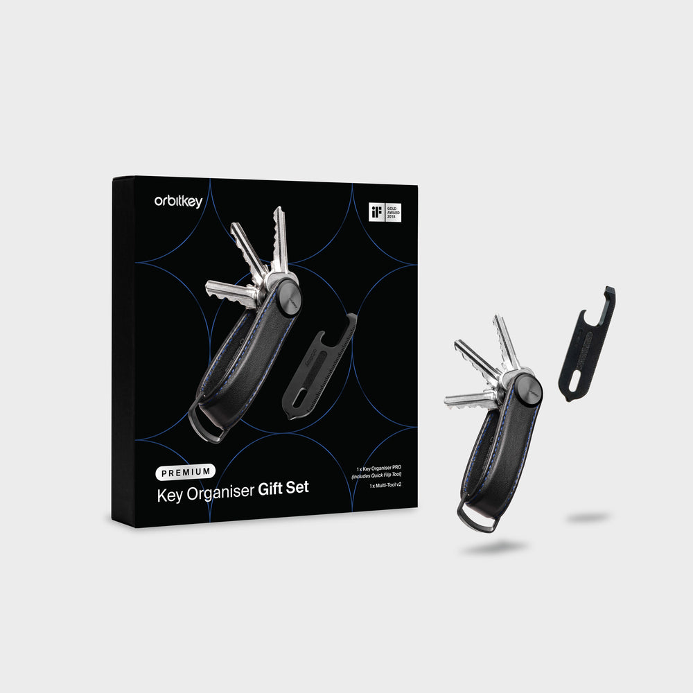 Orbitkey Pro leather + Multi-Tool V2 Gift Set - Black