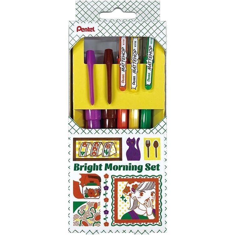 Pentel Mattehop x Fudepen 5P Set - Bright Morning