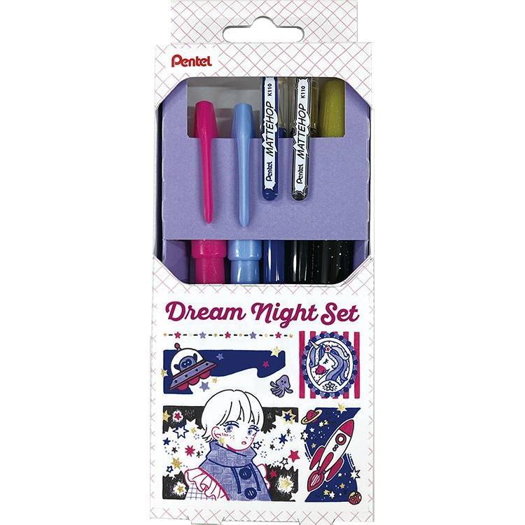 Pentel Mattehop x Fudepen 5P Set - Dream Night