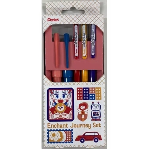 Pentel Mattehop x Fudepen 5P Set - Enchant Journey