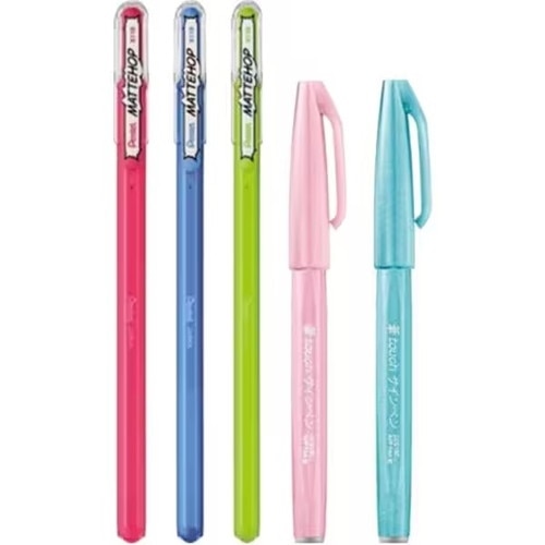 Pentel Mattehop x Fudepen 5P Set - Floral Fantasy