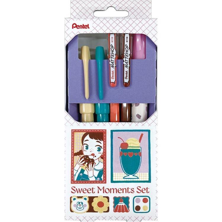 Pentel Mattehop x Fudepen 5P Set - Sweet Moments