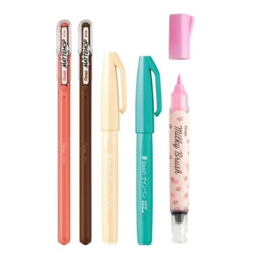Pentel Mattehop x Fudepen 5P Set - Sweet Moments