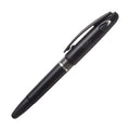 Black Pentel Tradio Pulaman fountain pen side view with silver band and clip