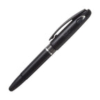 Black Pentel Tradio Pulaman fountain pen side view with silver band and clip