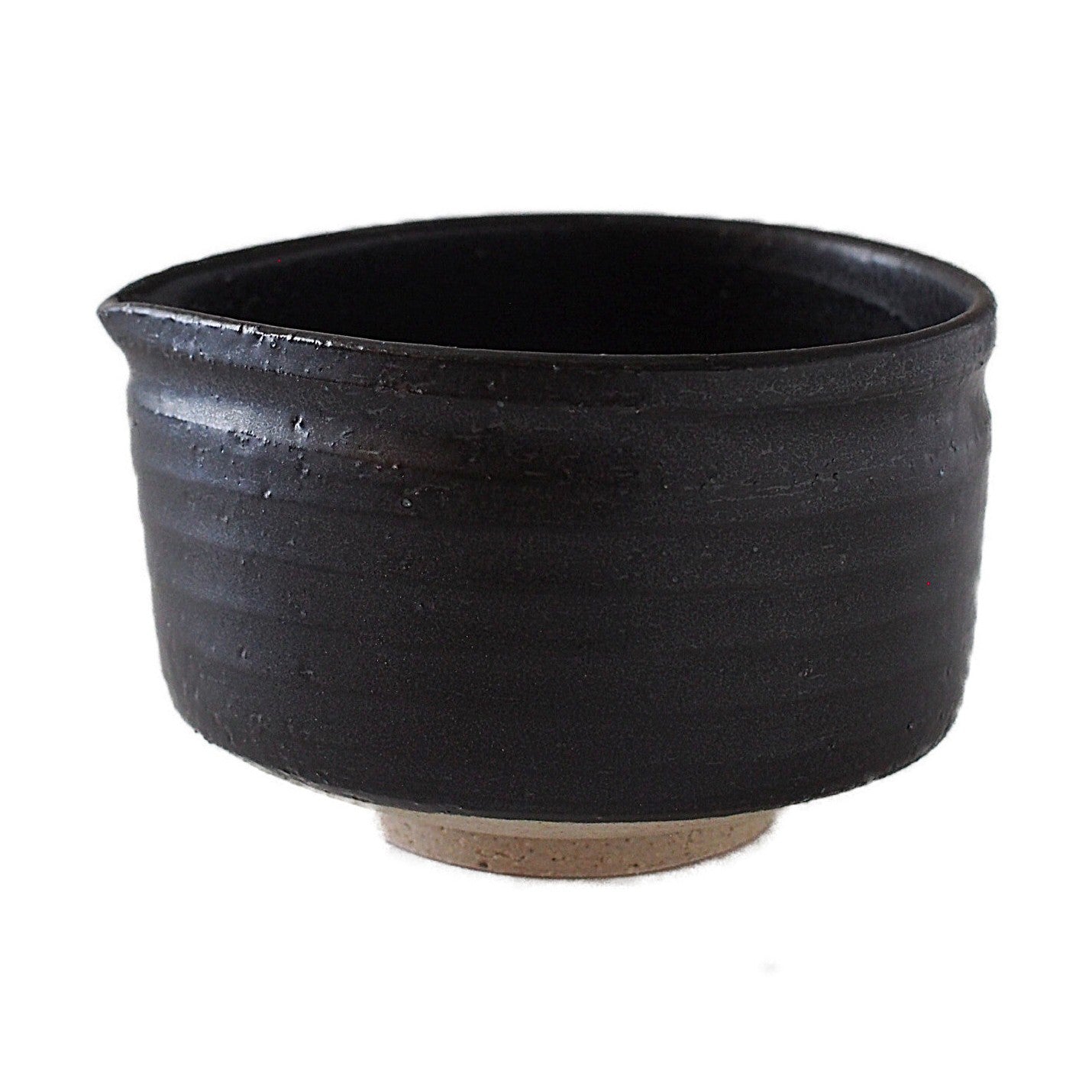 Pure Black Matcha Bowl with Spout
