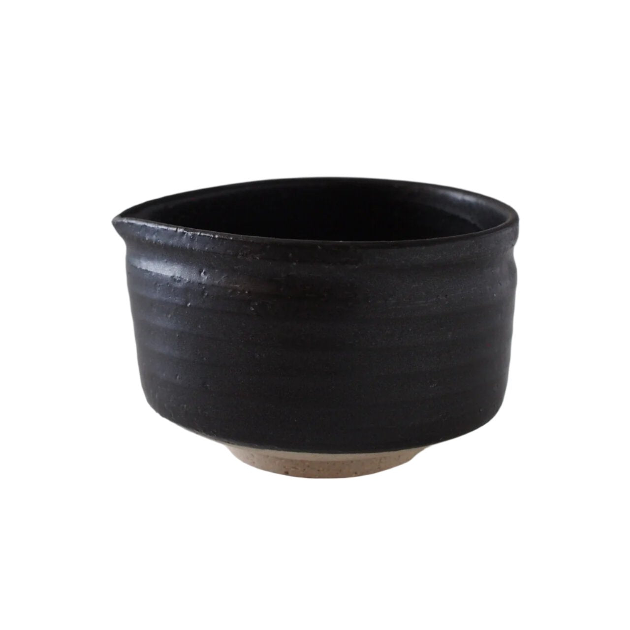 Pure Black Matcha Bowl with Spout