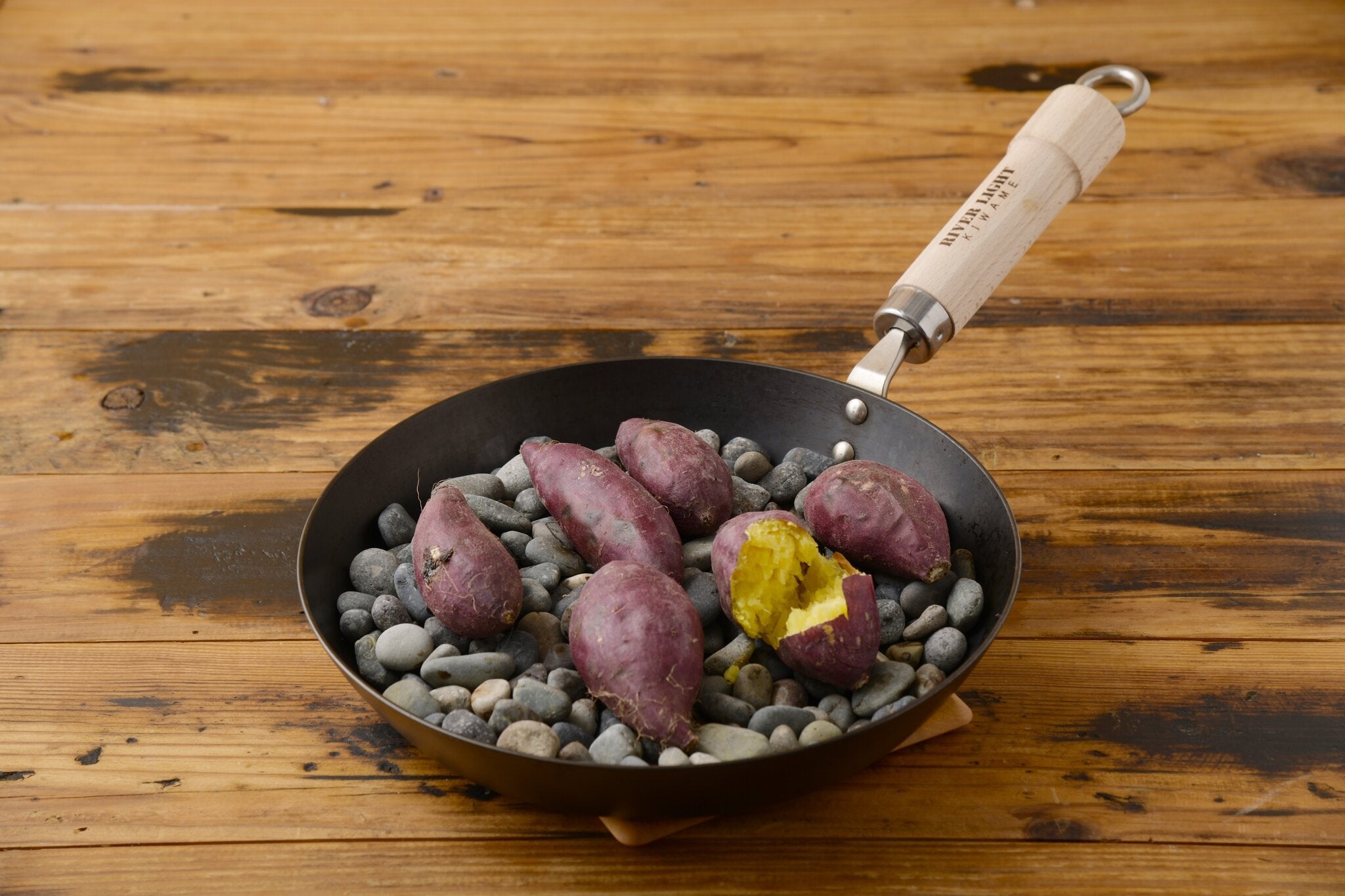 River Light Kiwame Premium iron frying pan in use