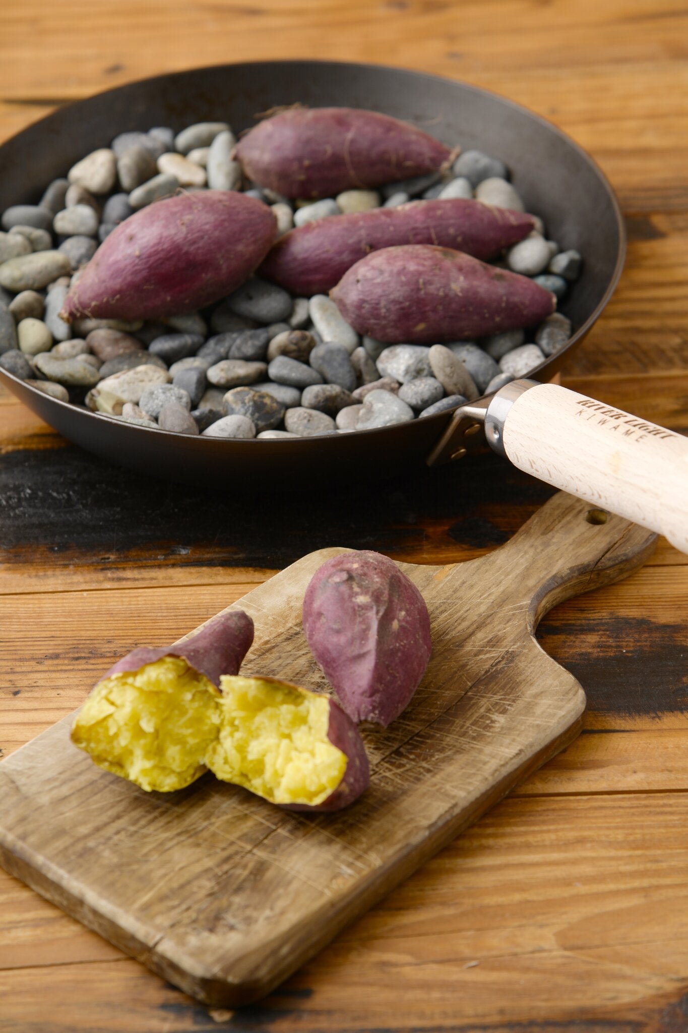 River Light Kiwame Premium iron frying pan in use