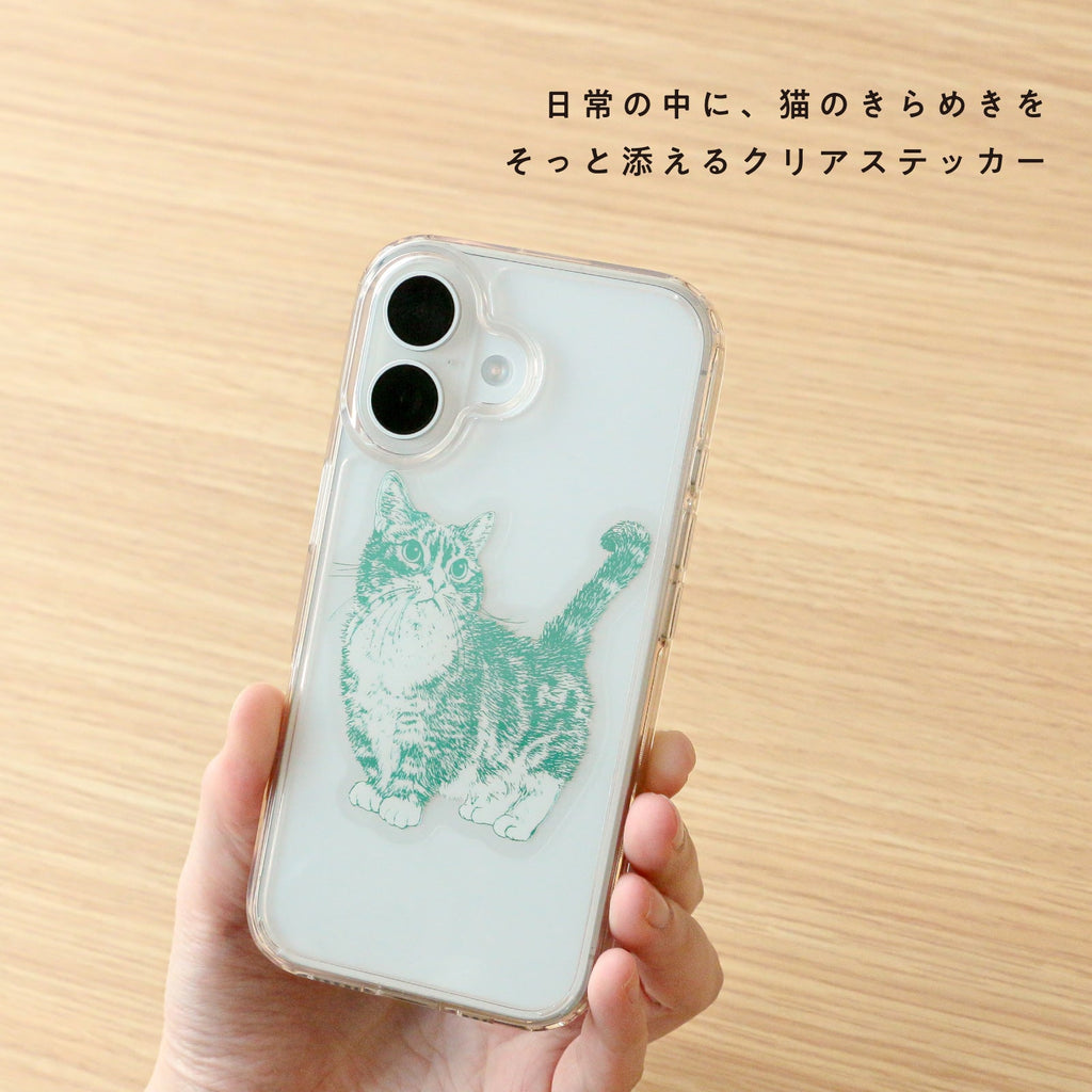 Rokkaku Cat Art Collection Clear Die-cut Sticker Warabi - Clear Die-cut Sticker - Warabi