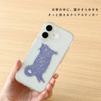 Metallic purple cat sticker on clear phone case