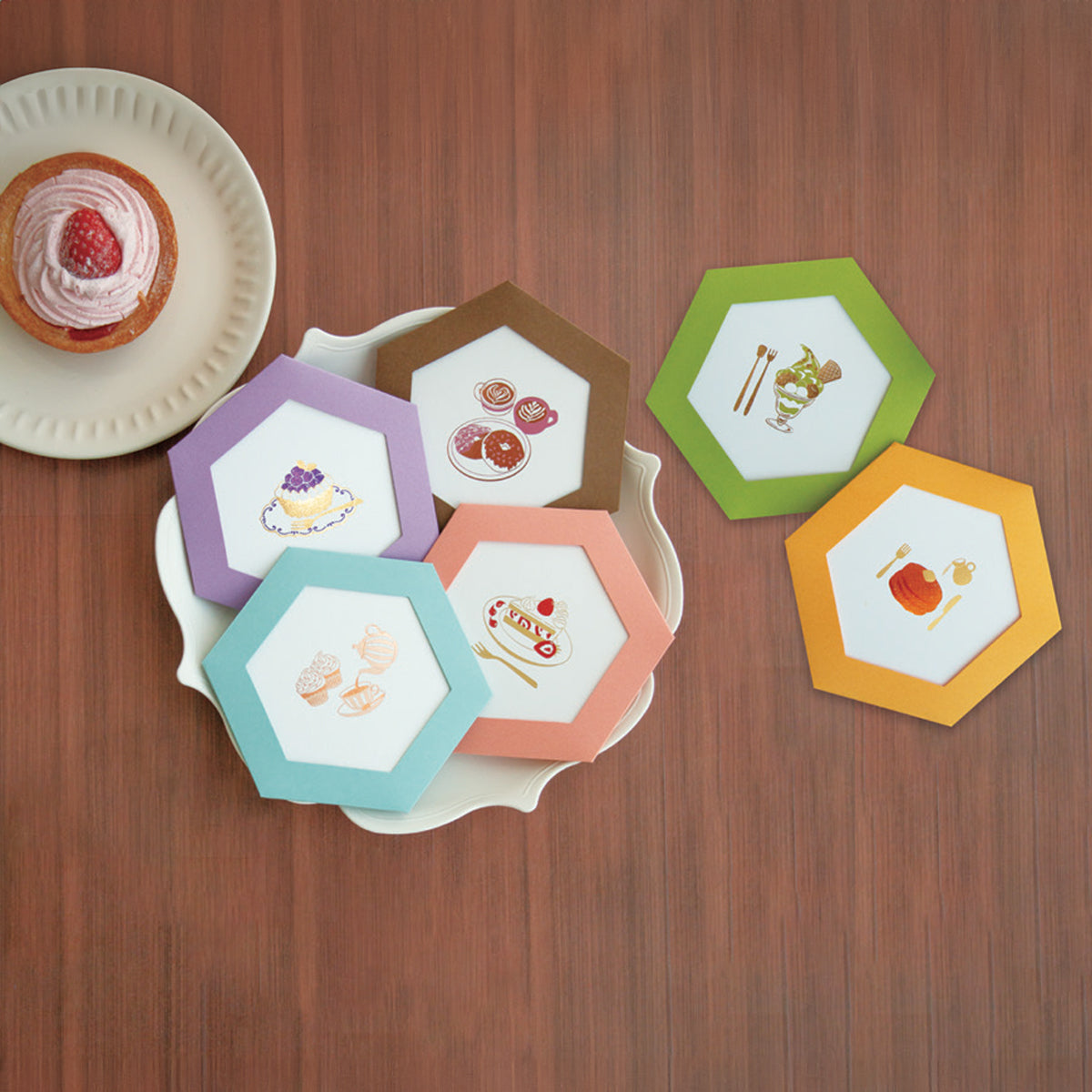 Rokkaku Hexagon Card - Matcha Parfait