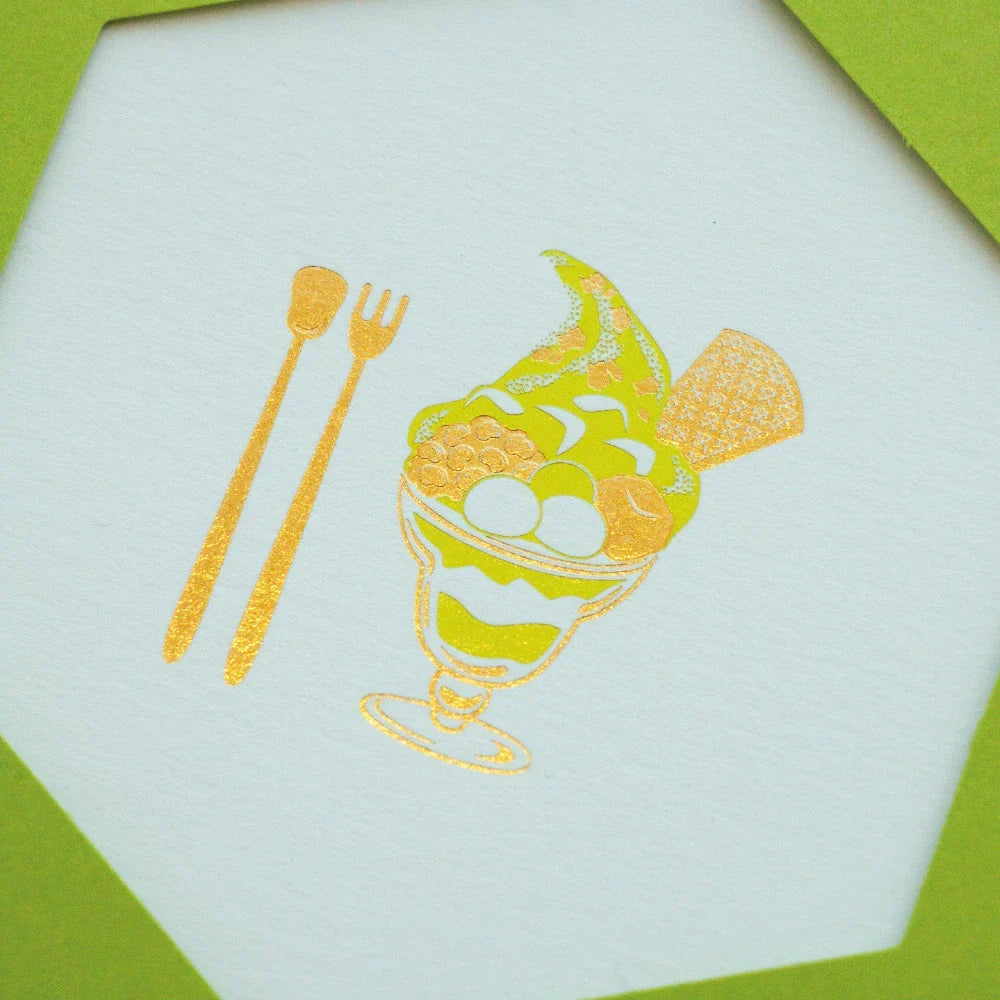 Rokkaku Hexagon Card - Matcha Parfait