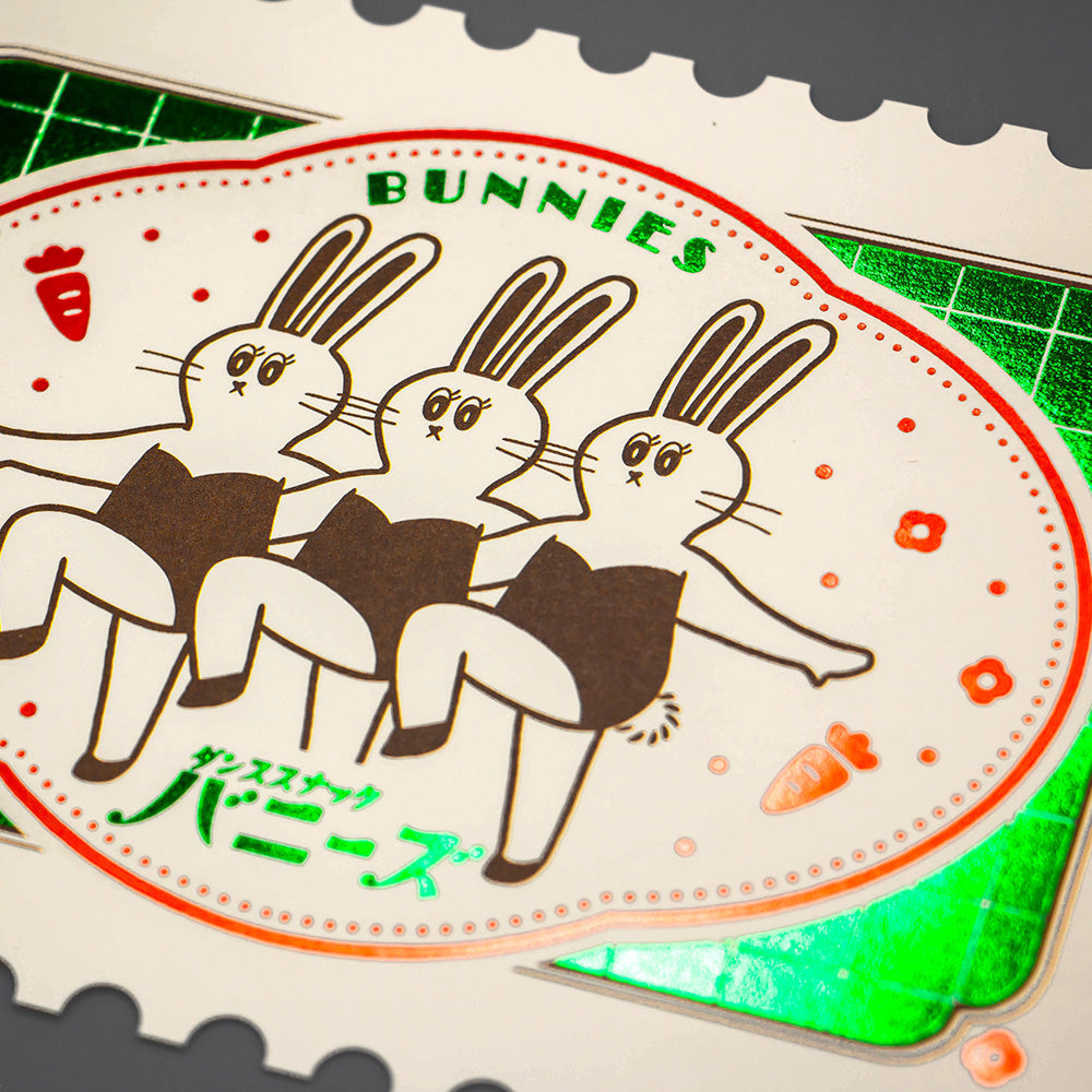 Rokkaku ob1toy Postcard Bunnies - Bunnies Stamp Postcard