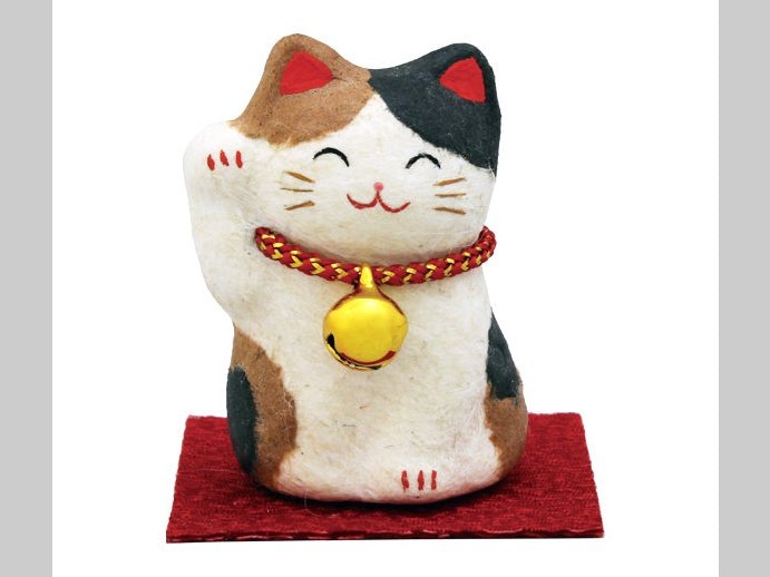 Ryukodo Chigiri Washi Mini Smiling Beckoning Cat