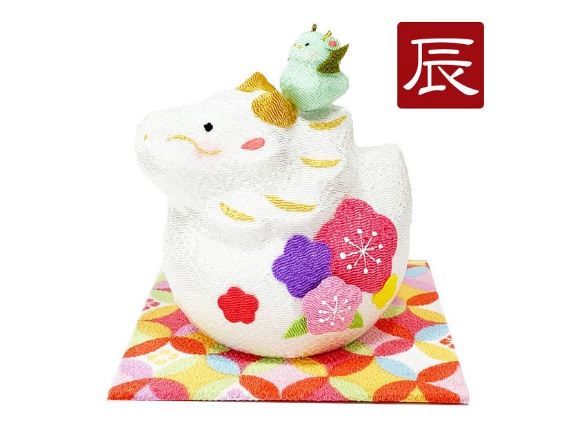 Ryukodo Chirimen Floral Dragon Parent and Child