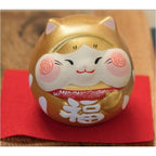 Ryukodo Chubby Cheeks Neko Cat in Daruma Suit