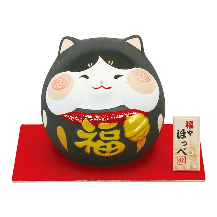 Ryukodo Chubby Cheeks Neko Cat in Daruma Suit