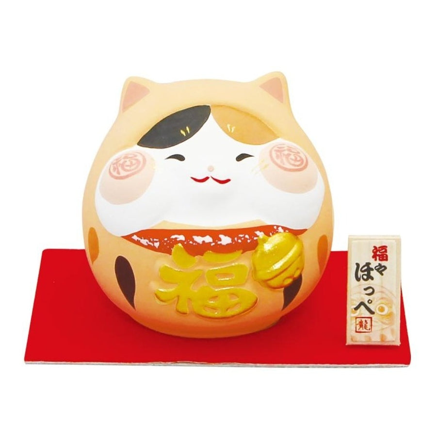 Ryukodo Chubby Cheeks Neko Cat in Daruma Suit