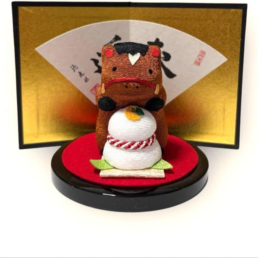 Ryukodo Zodiac Chirimen Kagami Mochi Horse