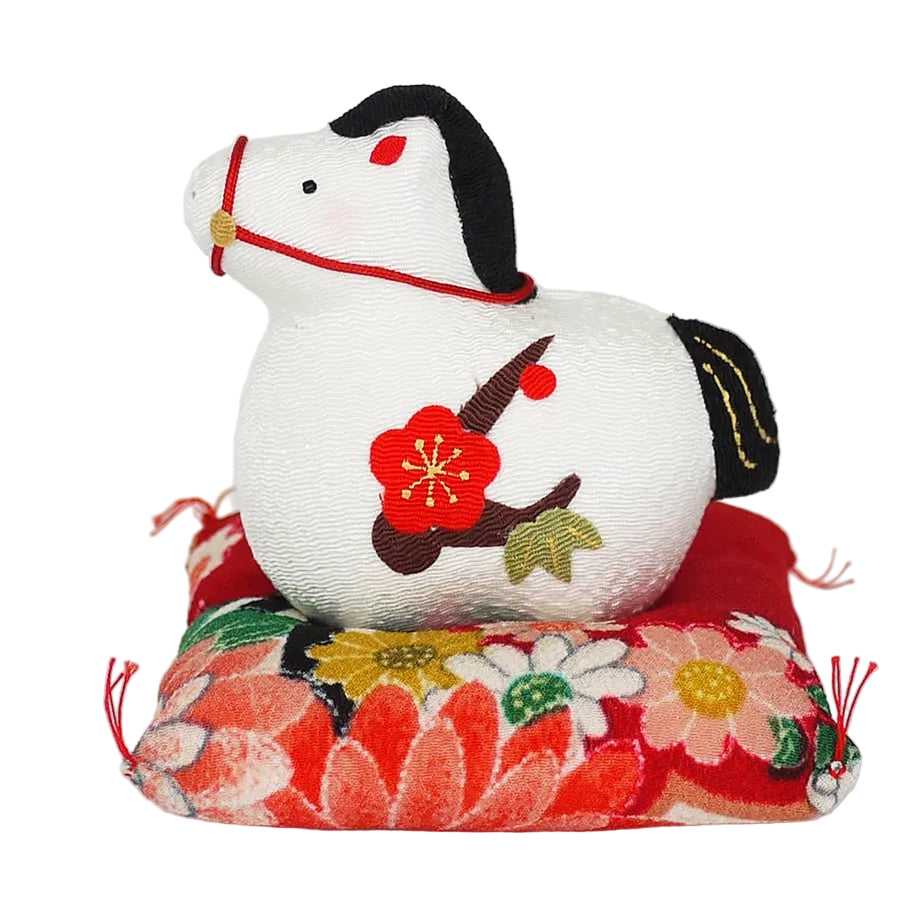 Ryukodo Zodiac Horse Ornament on Cushion