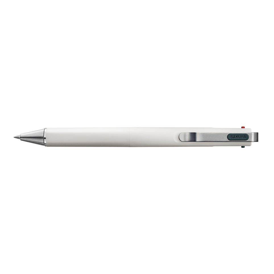 Sakura Ballsign iD 3C 0.4mm multi pen in white body, version C (Forest Black, Pure Black, Red ink)