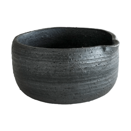 Saliu Handcrafted Textured Black Katakuchi Matcha Bowl