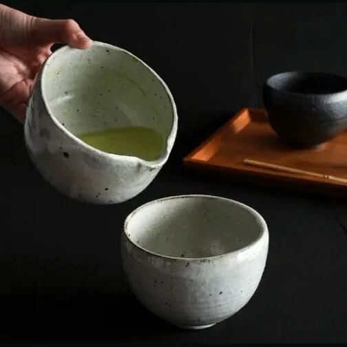 Saliu Handcrafted Textured Kohiki Katakuchi Matcha Bowl