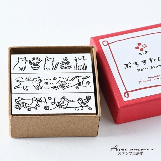 Sanby Border Stamps Set 3P - Cats & Flowers
