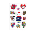 Yumi Kitagishi Art Time sticker sheet featuring watercolor cats, squirrels, and hearts