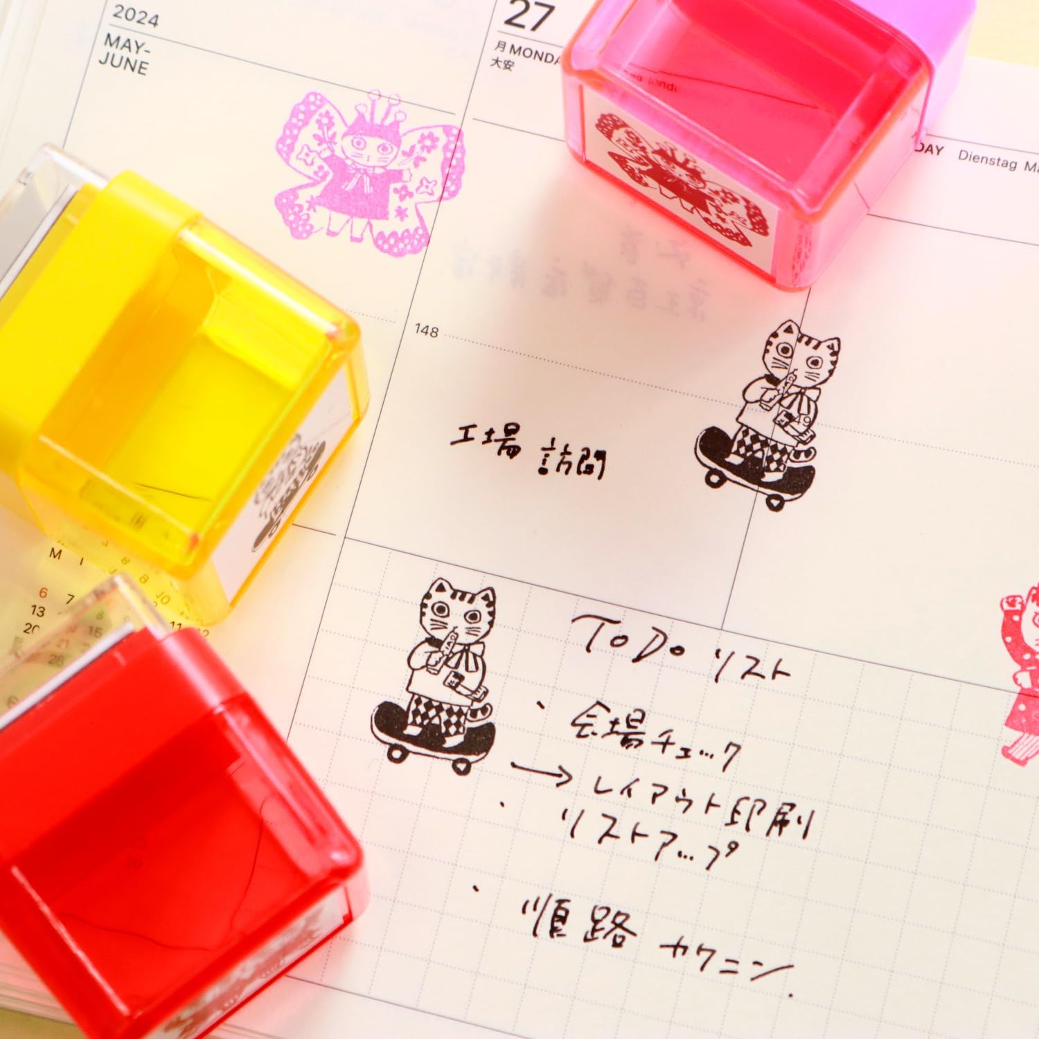 Sanby x Yumi Kitagishi Decoration Push Stamps - Going Out Cat