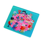 Sanby Yumi Kitagishi Cat Supper stamp mat with colorful cartoon cats illustration