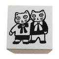 Sanby x Yumi Kitagishi Wooden Chibi Stamp - 2 Cats