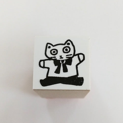 Sanby x Yumi Kitagishi Wooden Chibi Stamp - Jumping Cat