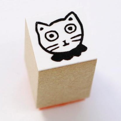 Sanby x Yumi Kitagishi Wooden Chibi Stamp - Shironeko