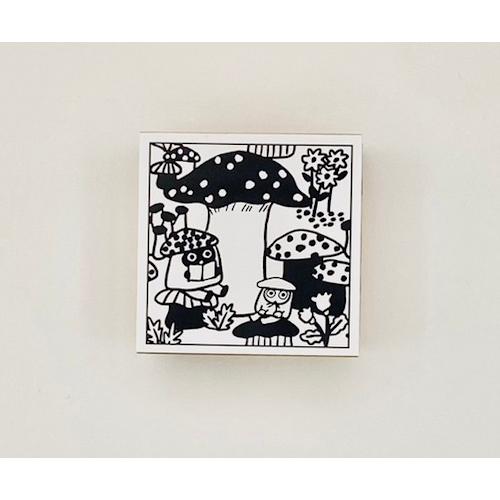 Sanby x Yumi Kitagishi Wooden Stamp - Connecting Stamps Mushrooms And Mysteries